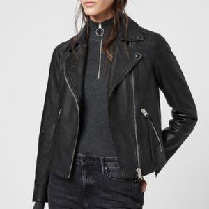 All Saints Dalby Black Leather Jacket - Size 2